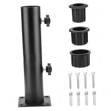 Imagem de IEUDNS Suporte de base de guarda-chuva tubo resistente guarda-sol abrigo solar suporte de montagem de guarda-chuva de mastro para quintal externo deck, Não Através