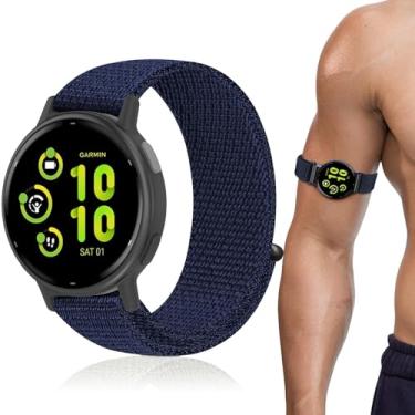 Imagem de Oanux Pulseira esportiva de 20 mm compatível com Garmin Vivoactive 6/Vivoactive 5/3/3 Music, pulseira de nylon macio e respirável para relógio bíceps Venu Sq 2/Venu 2 Plus e Forerunner 55/165/245/645