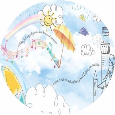 Imagem de Painel de Lona Redondo Aquarela Letra e Música - Fabrika De Festa, 140