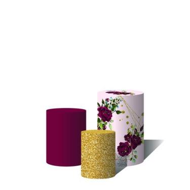 Imagem de Trio Capas Para Cilindro Versátil Flores e Arcos Dourados  C/ Elástico