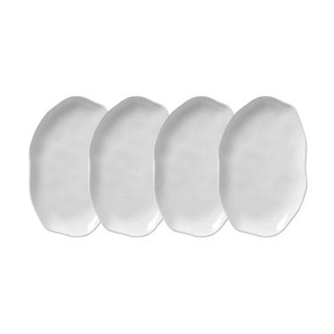 Imagem de Conjunto de Travessas Oval Rasa Média Porto Brasil Bio New White 30x20cm - 4 Peças	