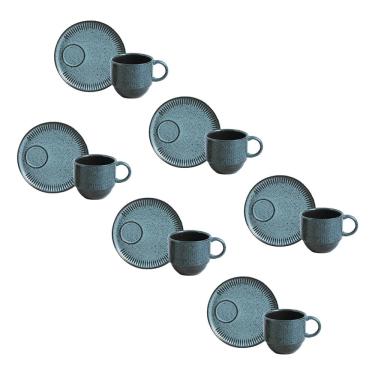 Imagem de Conjunto de Xícaras de Chá com Pires Porto Brasil Linhas Night Sky 230ml - 6 Peças 