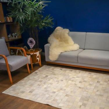 Imagem de Tapete de Couro Quadriculado Off White 3x2m com placas de 7x7cm | 0081069