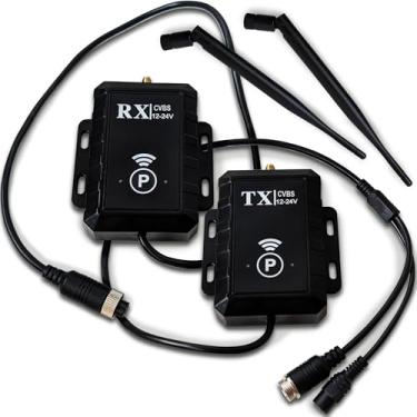 Imagem de - Kit transmissor e receptor de vídeo para câmera de backup sem fio para veículos – CVBS NTSC 2,4G, longo alcance 500 m, baixa latência, 12 – 24 V, RCA ou 4 pinos