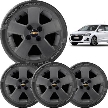 Imagem de 4X Calotas Chevrolet Prisma Onix Corsa Aro 14 Grafite 087Cb