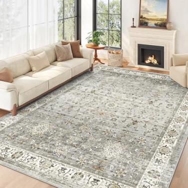 Imagem de xilixili Tapetes de área de 20 x 25 cm para sala de estar, lavável na máquina, antiderrapante, resistente a manchas, tapete grande macio para decoração de casa para quarto e sala de jantar (marfim