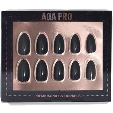 Imagem de AOA Studio Pregos Pro Press-On de luxo, duráveis, reutilizáveis, kit de manicure perfeito em minutos inclui 24 unhas, lixa de unha, cola de unha, varinha de cutícula de madeira (midnites)