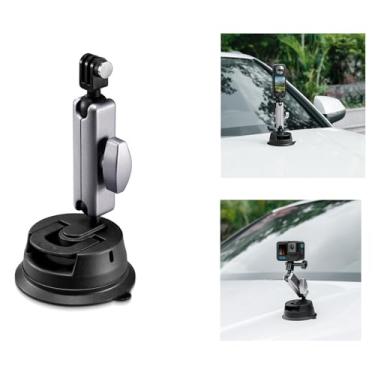 Imagem de Taoke Suporte para carro com ventosa de liga de alumínio de rotação de 360° com suporte de telefone para câmeras esportivas Go-Pro Series Ins-ta360 X3 D-JI Ac-tion 3/4