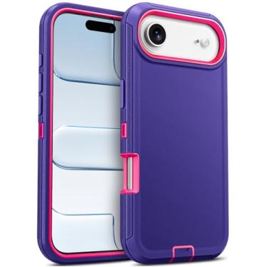 Imagem de Jelanry Capa para iPhone Air 5G 6,5 polegadas 2025, resistente e de camada dupla à prova de choque à prova de quedas com porta antipoeira e arranhões capa de telefone para Apple iPhone 17 Air 5G, roxa