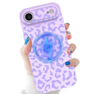 Imagem de tharlet Capa compatível com iPhone Air Cheetah, compatível com MagSafe, TPU macio à prova de choque, antiarranhões, estampa de guepardo, para iPhone Air de 16,5 cm, leopardo roxo