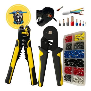 Imagem de 2X Kit Alicate Crimpar Descascador Com Terminais Ilhós Tubul