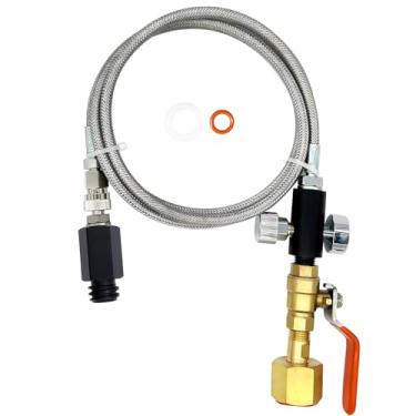 Imagem de Kit de mangueira adaptador de refrigerante com válvula de esfera de controle de fluxo e mangueira de aço inoxidável de 152 cm, adaptador de tanque de CO2 para máquina de água carbonatada compatível