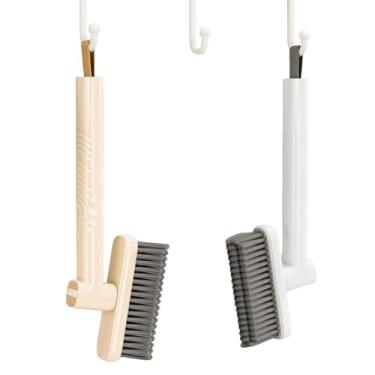 Imagem de XFSPYY Escova rotativa de limpeza de fendas, escova multiusos para cozinha, banheiro, pisos, pias, azulejos, cantos e fendas de janela (2 peças, branco e bege)