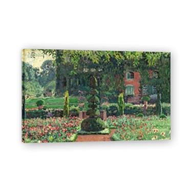 Imagem de Garden In SummerThéo van Rysselberghe: Impressão em tela neoimpressionista belga chave 40 x 64 cm emoldurada