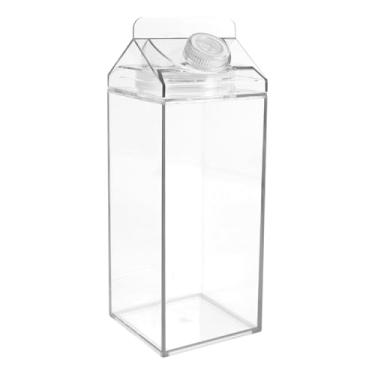 Imagem de Caixa de leite 1900 ml Garrafa de leite quadrada copo de papelão transparente garrafa de suco reutilizável recipiente portátil à prova de vazamento de suco recipiente de água para esportes ao ar livre