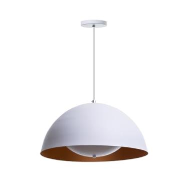 Imagem de Lustre Pendente Luminaria Meia Lua Luz Indireta 40cm Gourmet Mesa Balcao (Branco)