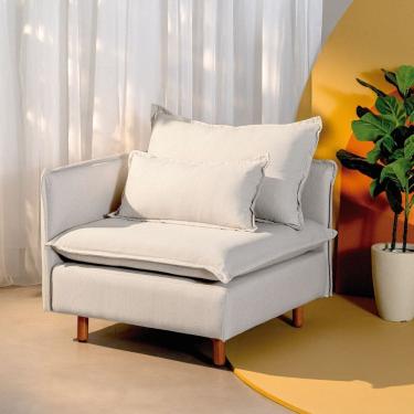 Imagem de Sofá Modular Braço Lateral com Pé Madeira Sôma Cabecasa Madeiramadeira Linho Natural