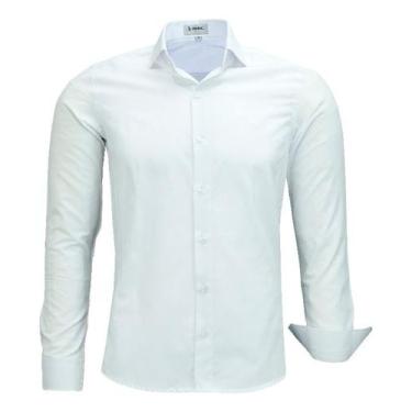 Imagem de Camisa Masculina Amil Social Slim Fácil De Passar  1783, Branco, 6