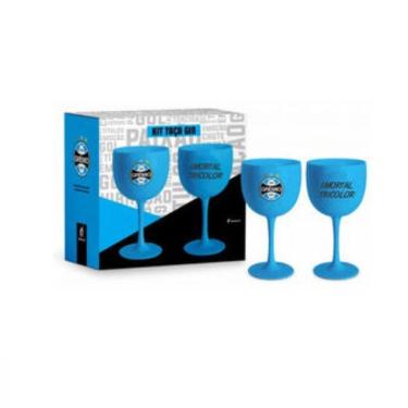 Imagem de Kit 2 Taças Gin Grêmio Tricolor Plástico 580Ml Licenciado