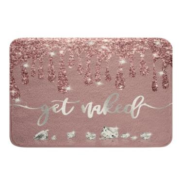 Imagem de Feelyou Get Naked Tapetes de banheiro 51 x 81 cm prata glitter luxo diamante tapetes de banho para banheira de banho meninos meninas strass cristal escuro tapetes de banho arte moderna acessórios de