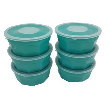 Imagem de 6 potes oitavados com tampa marmita sobremesa tigela 700 ml