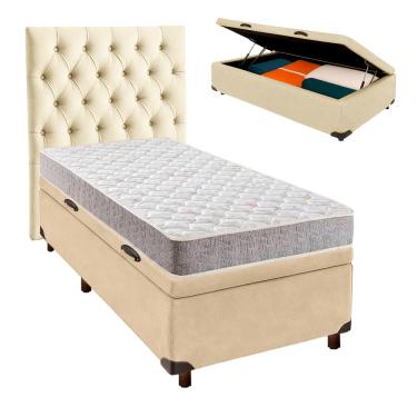 Imagem de Kit Cama Box Bau + Cabeceira + Colchão Solteiro D33 - D33 - Inducol
