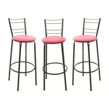 Imagem de Kit 3 Banquetas Banco Alto Balcão Cozinha Área Gourmet 4 Arames - ESPA
