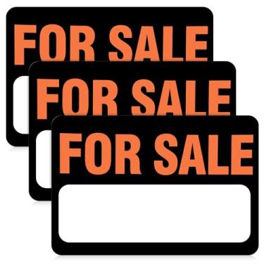 Imagem de 3 adesivos amarelos para sinais de venda, placa de carro para venda de 30 cm × 20 cm com adesivos autoadesivos, adesivo de plástico impermeável para carro, casa, barco