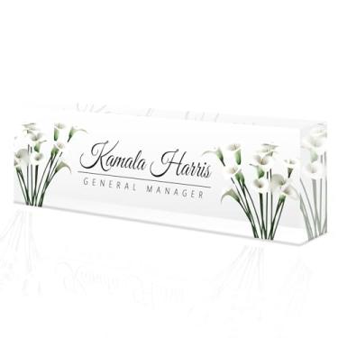 Imagem de placa de identificação acrílica personalizada, Placa de nome personalizada para mesa, Decoração de mesa, presente de escritório para colegas, chefes, professores