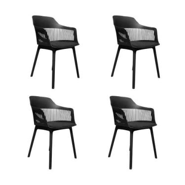 Imagem de Kit 4 Cadeiras de Jantar Estofada Marcela Montreal 140PP Preto - Brasi
