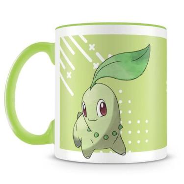 Imagem de Caneca de Porcelana Pokémon Chikorita com Alça Verde - Amo Canecas