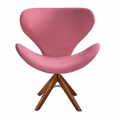 Imagem de Poltrona Decorativa Isis Swan Cadeira Giratória Pé Madeira