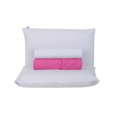 Imagem de Jogo De Lençol 4 Peças Queen Percal 180 Fios Homme 60% Algodão 40% Poliéster - Polka Pink