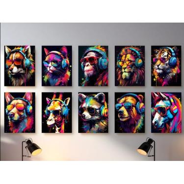 Imagem de Kit 10 Quadros Gameplay Animais Quarto Streamer Geek 21x15cm - CAMALEÃ