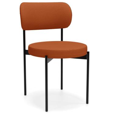 Imagem de Cadeira Decorativa Estofada Para Sala De Jantar Louvre L02 Linho Terracota - Lyam Decor