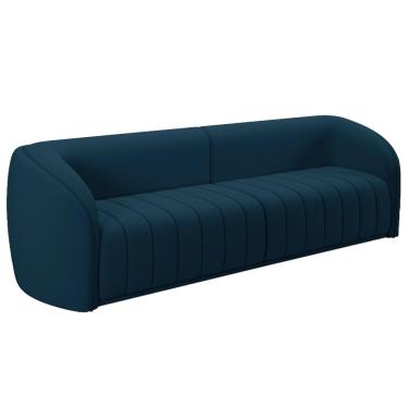 Imagem de Sofá 04 Lugares Para Sala De Estar 252 cm Lazio M03 Veludo Azul - Lyam Decor