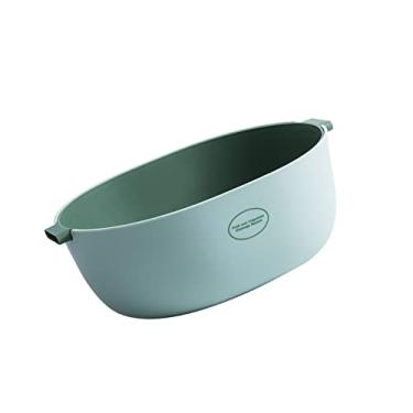 Imagem de Yunseity Cesta de Drenagem Com Alça de Furo de Drenagem Transversal, Material Plástico Com Grande Capacidade Adequada para Frutas e Legumes (Verde claro)