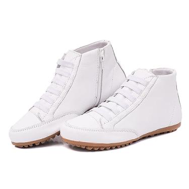 Imagem de Botinha Rasteira Cano Curto em Couro Izabela Araújo - 505 - Branco Tamanho:35