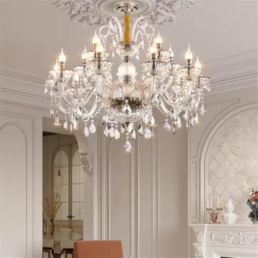 Imagem de Luxo Europeu Vela Cristal Candelabro LED Criatividade Americana Sala de Estar Restaurante Quarto Villa Hotel Edifício Duplex Lâmpada Pendente (C 15 Luzes)