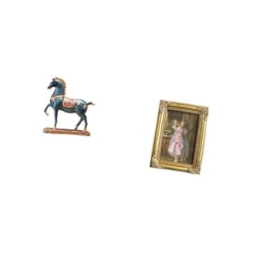 Imagem de Fenteer Escultura de Cavalo em Pé, Porta-retratos de Resina, Porta-cartões para Mesa, Sala de Estar, Estante, Quarto, Escritório, Decoração de Casa de Fazenda