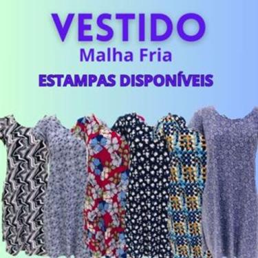 Imagem de Vestido Liganet Feminino Malha Fria Manga Curta Moda Evangélica Estamp