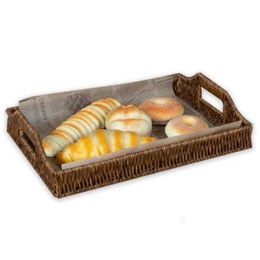 Imagem de Bandeja de servir de 38 cm com alças – Bandeja decorativa multiuso para café da manhã na cama, jantar de sofá, uso de colo, mesa de café, otomana, pátio, festas de churrasco e refeições diárias