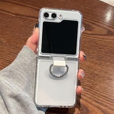Imagem de Para Samsung Z Flip 5 Ring Holder Case Capas transparentes para PC para Samsung Galaxy Z Flip 5 4 ZFlip 5 Z Flip5 Flip4 Capa, CBPVC, para Samsung Z Flip 5