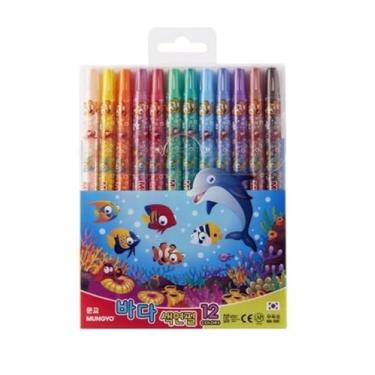 Imagem de Conjunto de lápis de cor, giz de cera torcido, peixe, animal marinho, design pode variar (12 cores)