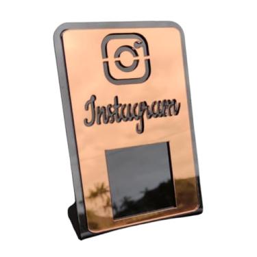 Imagem de Placa Qr Code Acrílico Mesa Balcão Comércio Instagram (Branco com Bronze, Padrão)