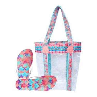 Imagem de Bolsa Feminina Impermeavel Transparente Com Chinelo Coqueiros Magicc Bolsas BCH-222-Feminino