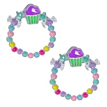 Imagem de BYETOCE Pacote com 2 pulseiras de contas de cristal transparente com pingente de flor roxa pulseiras elásticas de princesa para lembrancinhas de festa, enfeite de brincar, amizade, presentes de