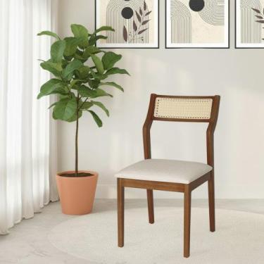 Imagem de Cadeira de Jantar Lagum Jequitibá Terra Assento Linho Bege Palha Sexta