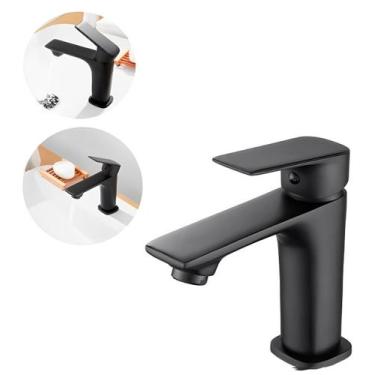 Imagem de Torneira Pia Lavabo Cuba Quente Frio Monocomando Preto Fosco - ZEM