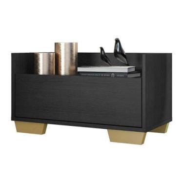 Imagem de Mesa De Cabeceira 60Cm Multimóveis V3628 Preto/Natural - MULTIMOVEIS